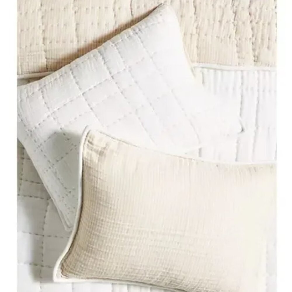 White & Cream Reversible Quilted Sham Set